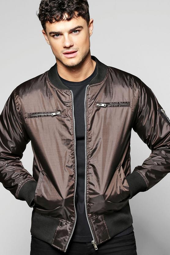 Zip Front MA1 Padded Bomber Jacket